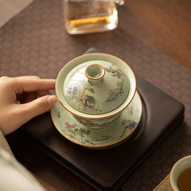 Gaiwan Paysage Céleste - Céramique Ru 140ml | Décor Paysager
