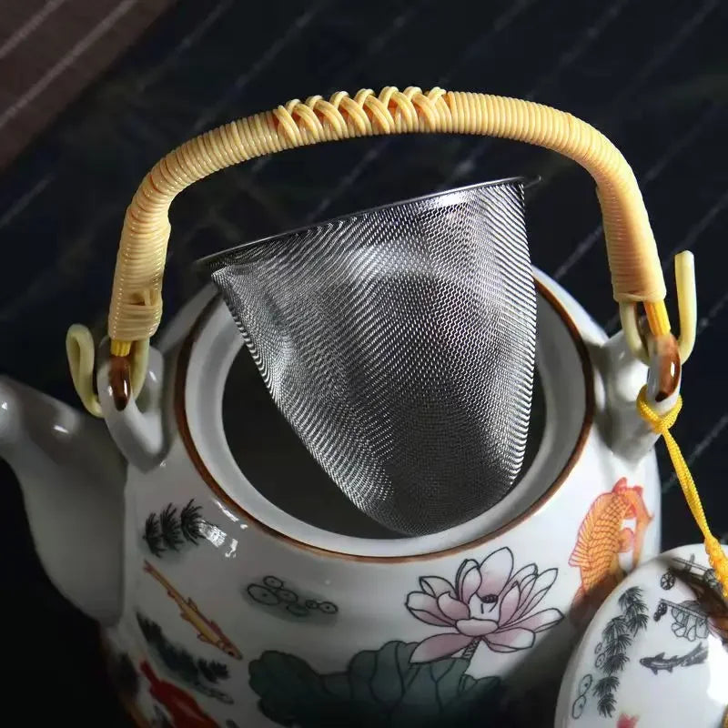Théière porcelaine fleurie service thé vert oolong infusion