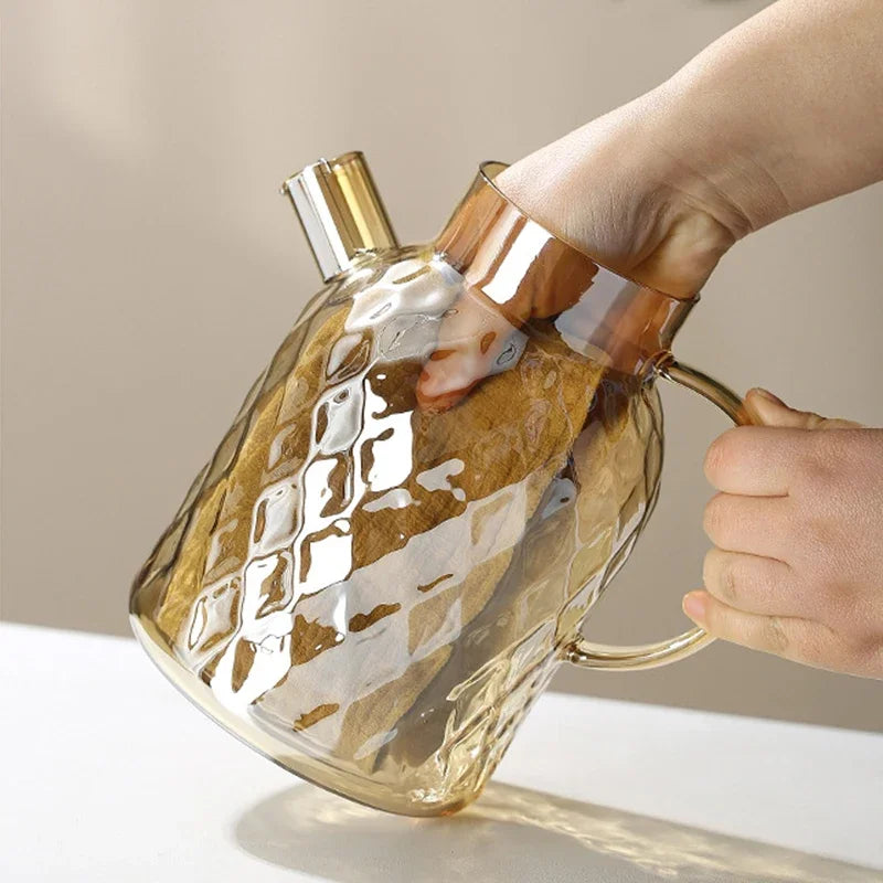 Théière verre 1,5L famille bambou couvercle naturel