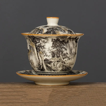 Gaiwan Céladon Four Ru - Porcelaine Craquelée 160ml | Cérémonie