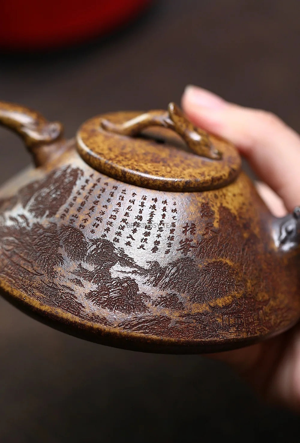 Théière Zisha format gongfu vue de profil