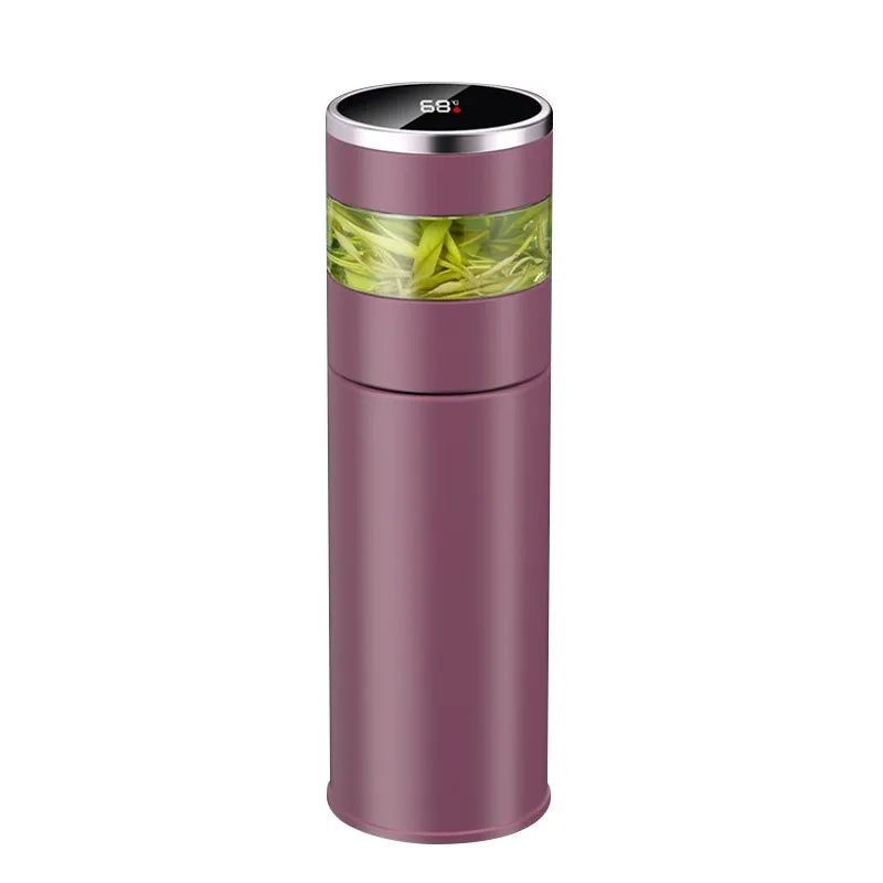 Vue de profil du thermos intelligent en acier inoxydable