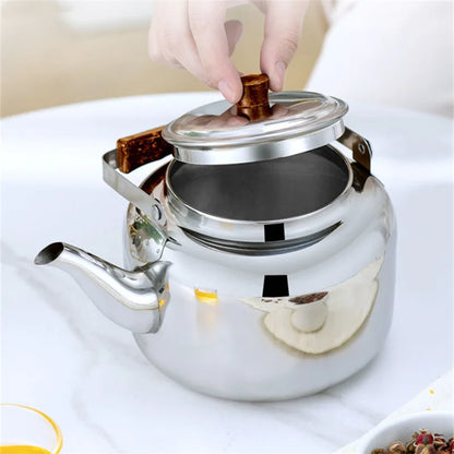 Théière inox capacité 1 litre poignée bois