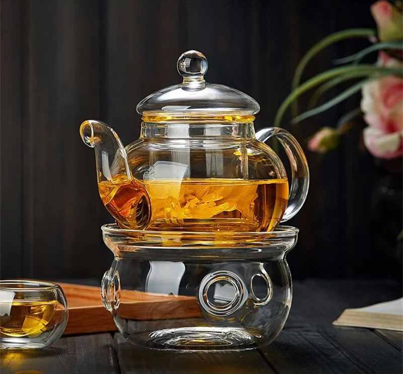 Bec verseur anti-gouttes théière verre borosilicate classique