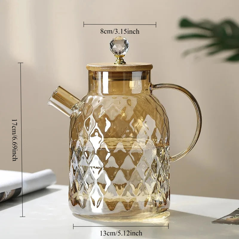 Théière verre diamant cristal décoration table luxueuse