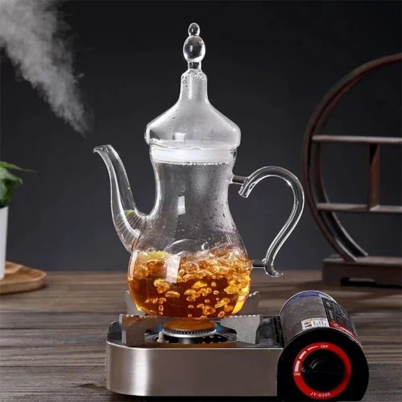 Théière en verre borosilicate design traditionnel du Moyen-Orient