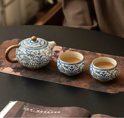Service à Thé Bleu Nostalgie - Céramique 191ml | Style Rétro Chinois