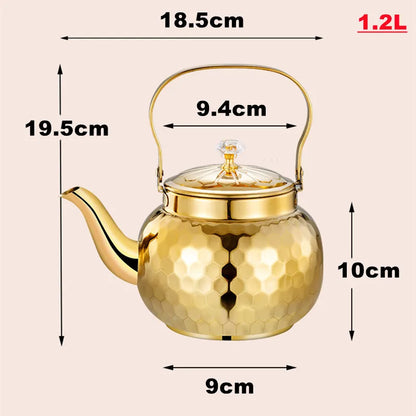 Détail bec verseur théière inox poli martelé