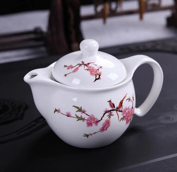 Théi��re porcelaine fine pivoines bleues chinoises détail peinture