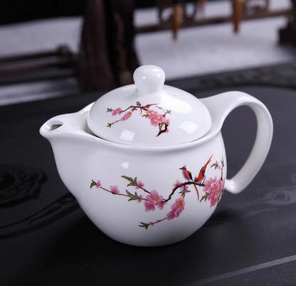 Théi��re porcelaine fine pivoines bleues chinoises détail peinture