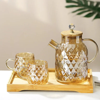Couvercle bambou naturel et bouton cristal taillé