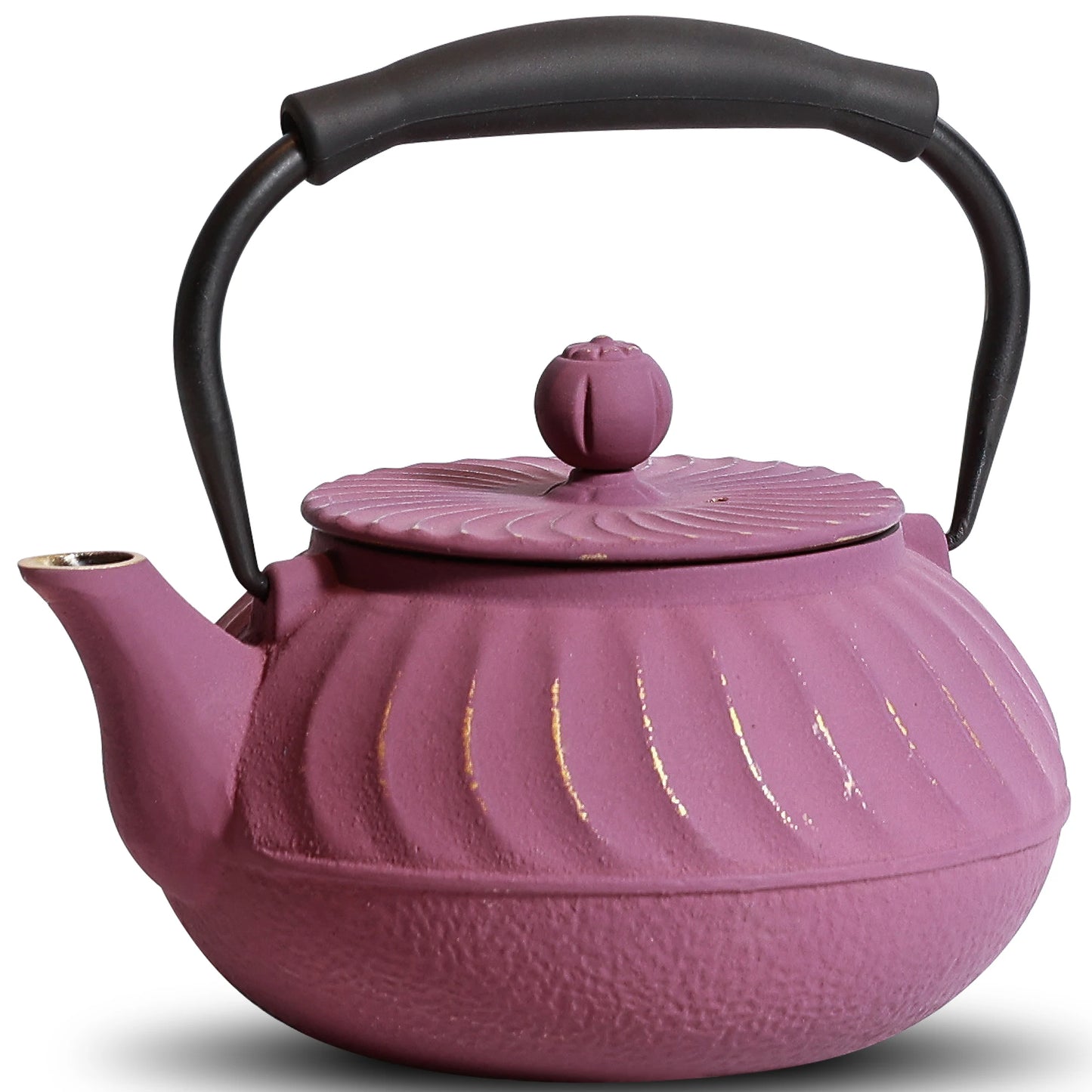 Théière fonte plate poignée ergonomique anse métallique