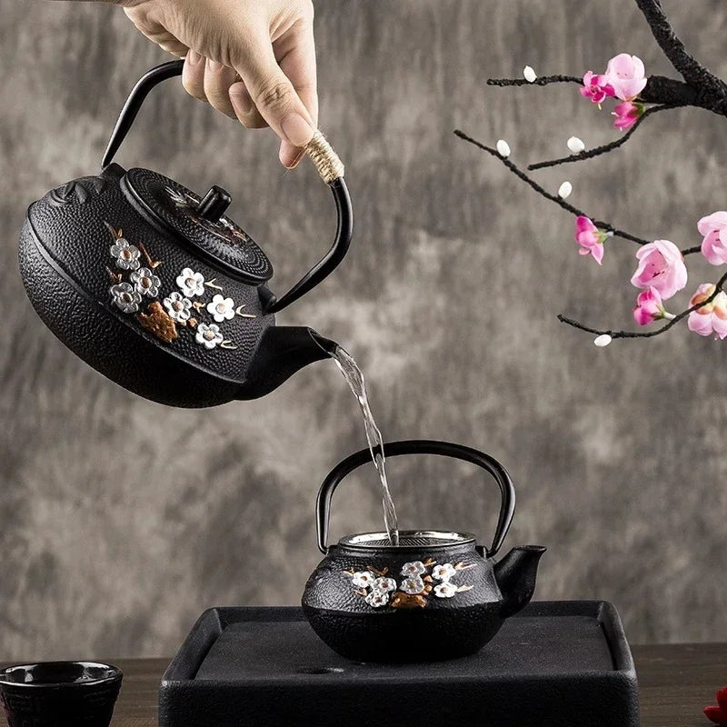 Poignée en corde de la théière japonaise en fonte