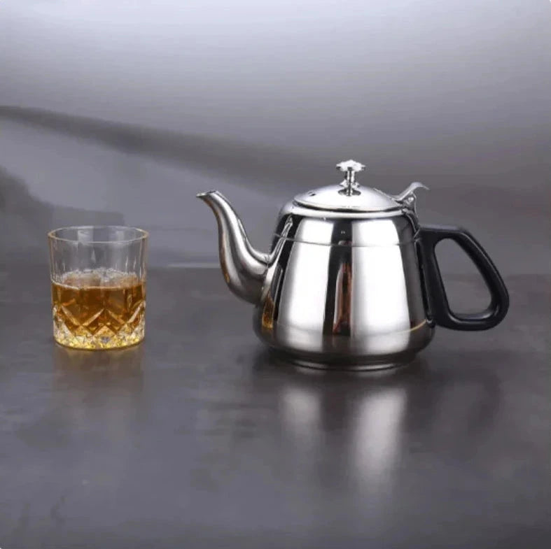 Théière en inox brillante 1,2 L vue de face