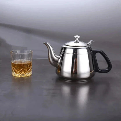Théière en inox brillante 1,2 L vue de face