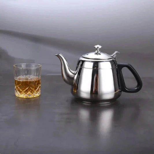 Théière en inox brillante 1,2 L vue de face