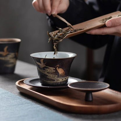 Gaiwan Grue Céleste - Céramique Décor Grue 150ml | Théara