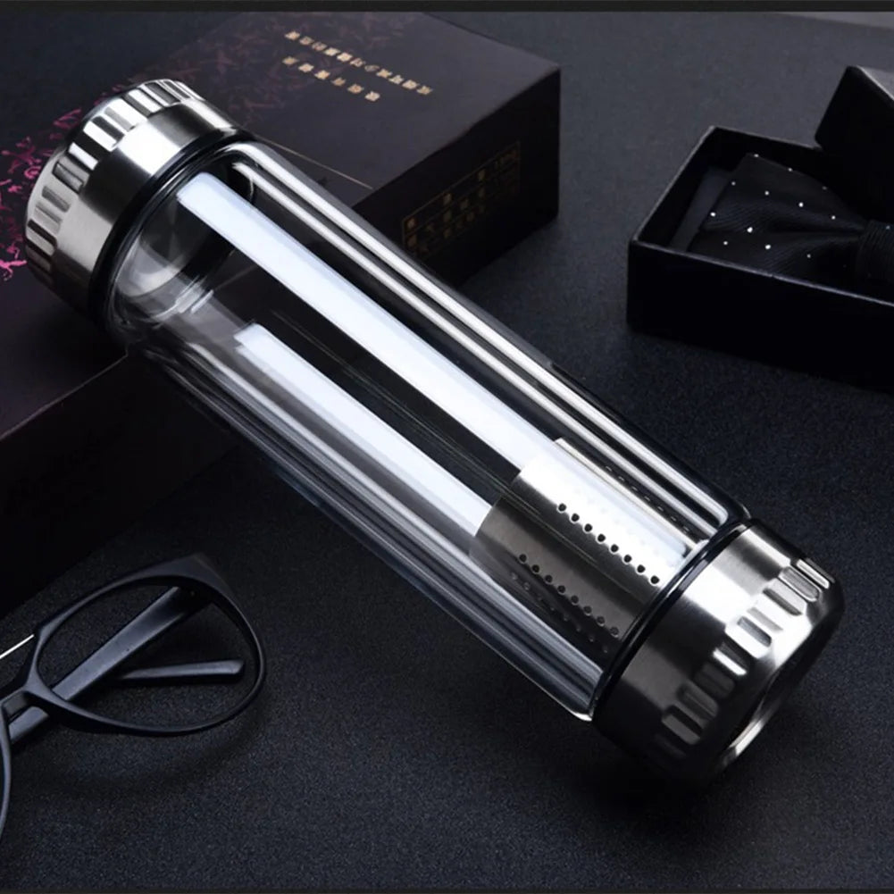 Thermos verre et inox ouvert présentation couvercle et infuseur