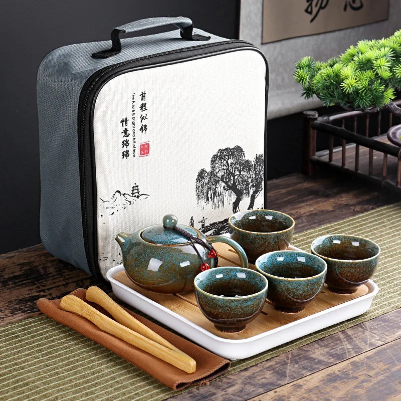 Service à Thé Voyage Céleste - Céramique 200ml | Sac Nomade Inclus