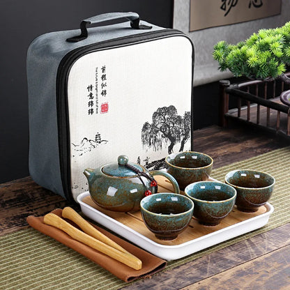 Service à Thé Voyage Céleste - Céramique 200ml | Sac Nomade Inclus