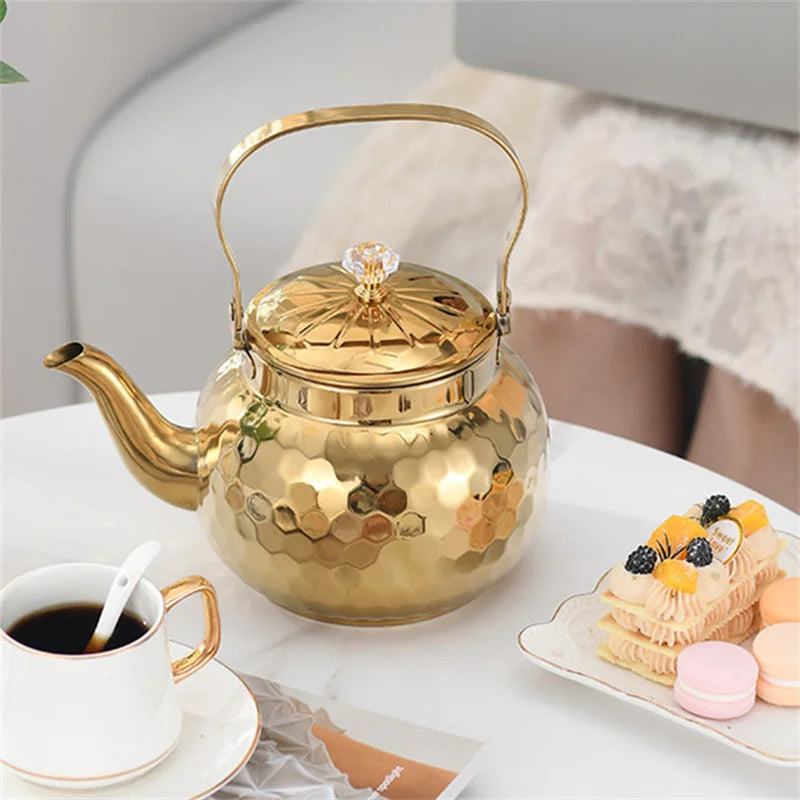 Théière inox martelé service thé élégant