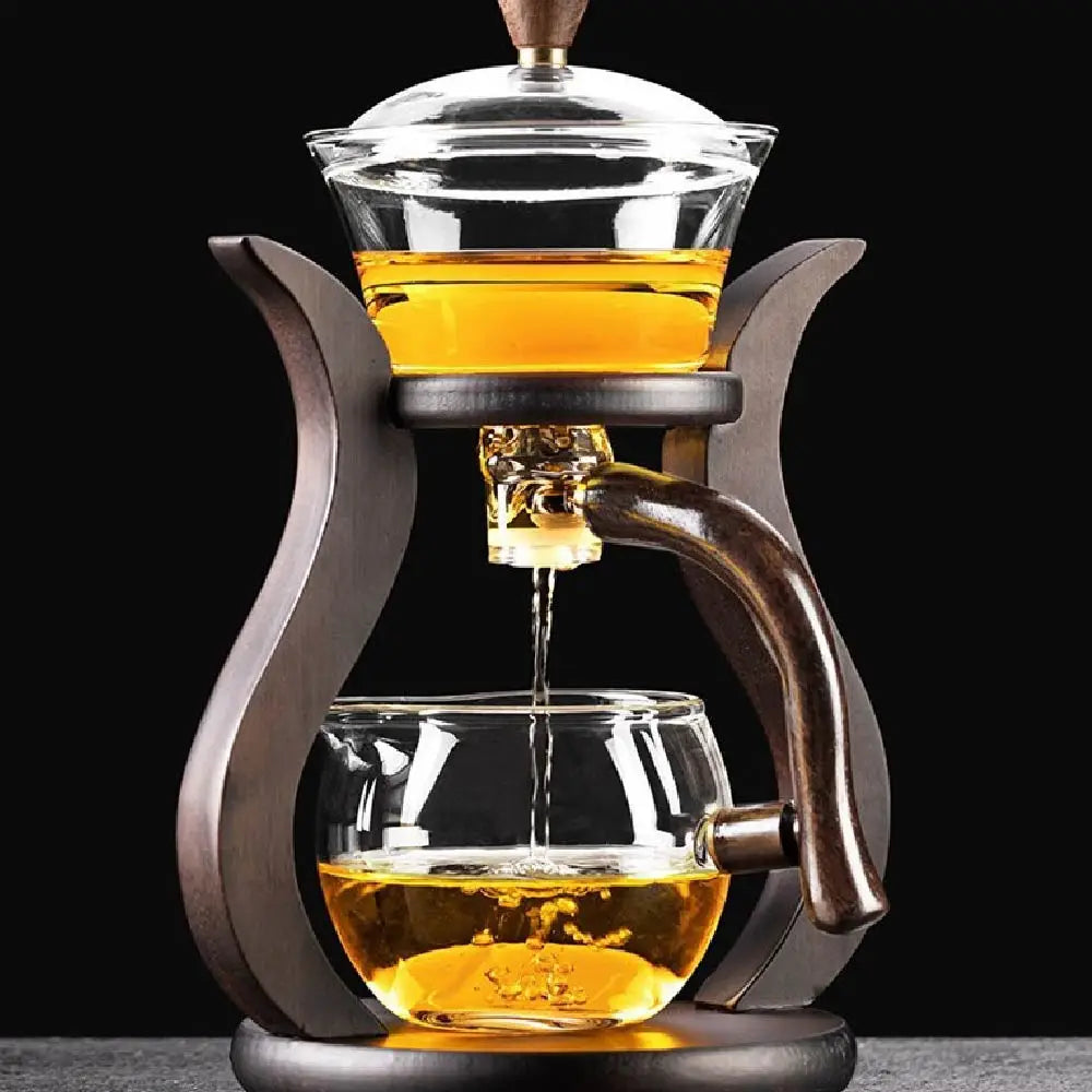 Théière magnétique Aura en verre et bois massif