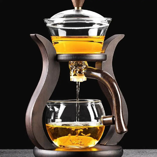 Théière magnétique Aura en verre et bois massif