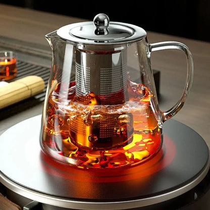 Théière en verre borosilicate avec filtre inox