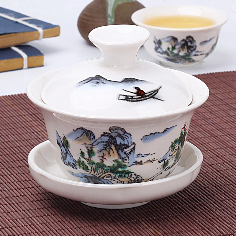 Gaiwan Voyage Bleu & Blanc - Porcelaine Bone China 100ml | Théara
