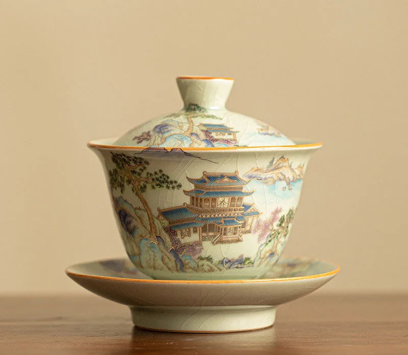 Gaiwan Paysage Céleste - Céramique Ru 140ml | Décor Paysager