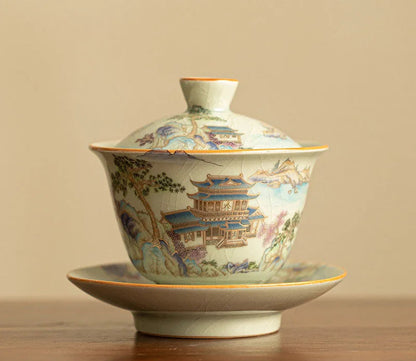 Gaiwan Paysage Céleste - Céramique Ru 140ml | Décor Paysager