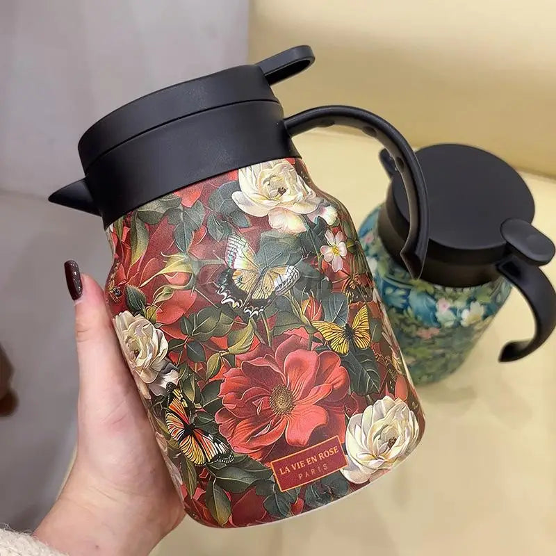 Thermos inox isotherme motif rose vintage 800ml