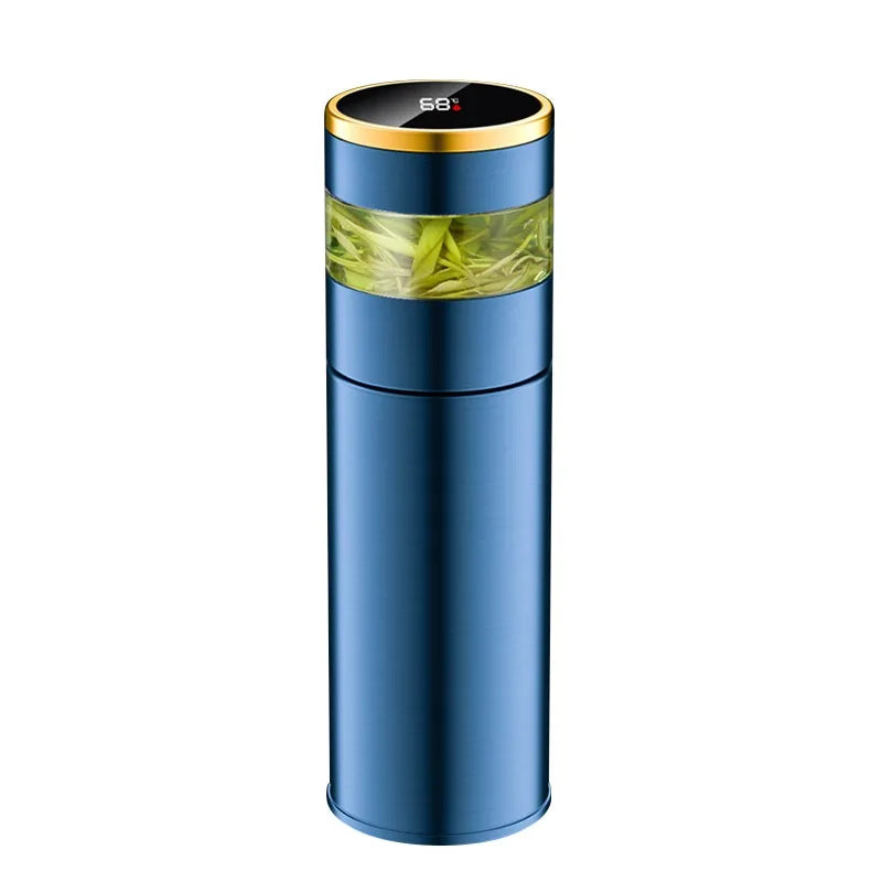 Thermos intelligent inox posé sur une table