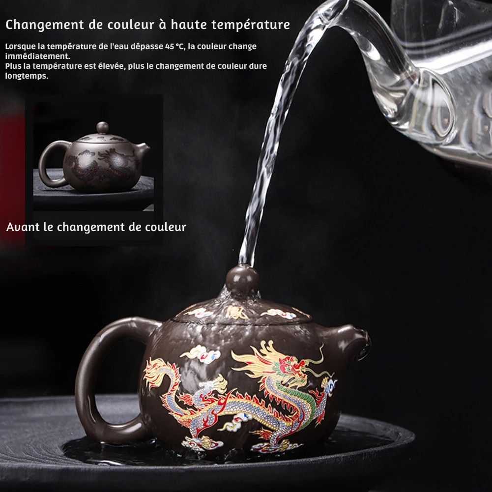 Set théière tasses Zisha dragons variations de couleur