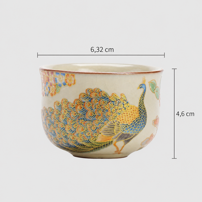 Schéma des dimensions de la tasse à thé : 6,32 cm de large sur 4,6 cm de haut