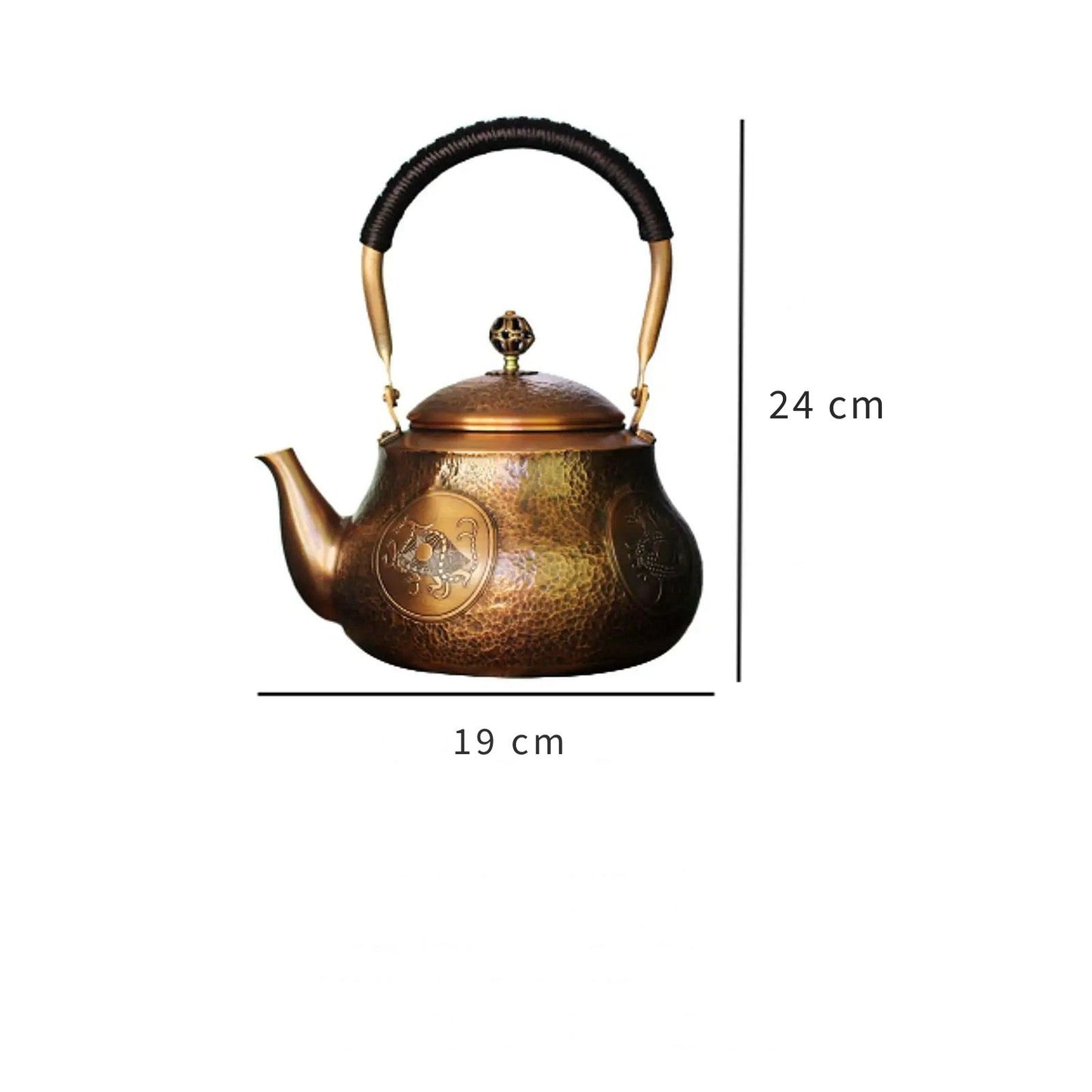 Dimensions et gabarit théière cuivre 1500 ml