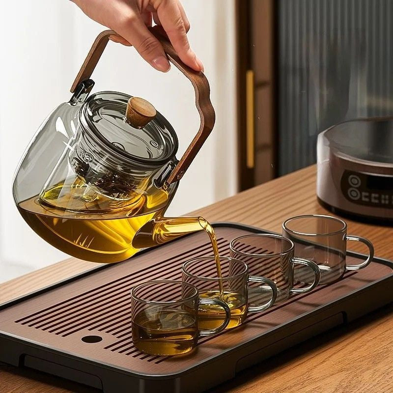 Service à thé avec théière en verre design contemporain