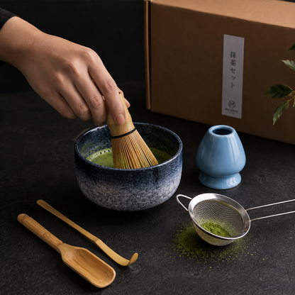 Service à Thé Matcha Essentiel - Céramique 6 Pièces | Tamis Inclus